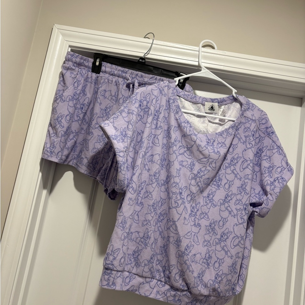 Disney Lavender Daisy Duck Waffle Material Sleepwear Set